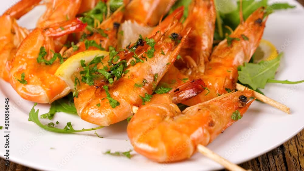 fried shrimp skewer with parsley fried shrimp skewer with parsley
