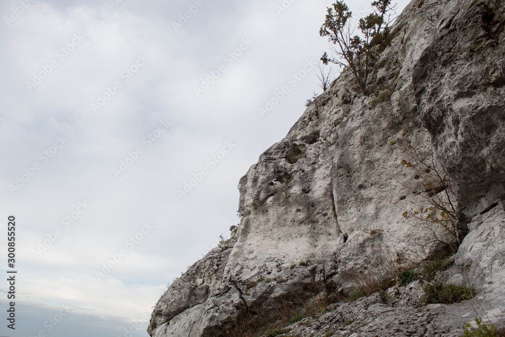 Jurassic Krakow-Czestochowa Upland. Rocky limestone massif mountain landscape on a sunny day. Jurassic Krakow-Czestochowa Upland. Rocky limestone massif mountain landscape on a sunny day.