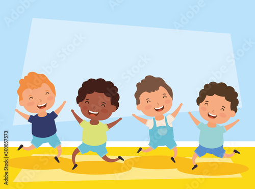 group of little interracial boys characters