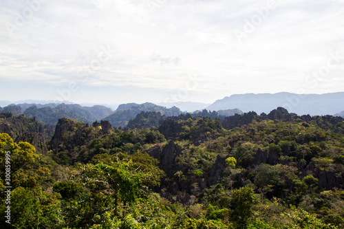 Scenic view of mountain against cloud sky at Bolikhamxay province  Laos