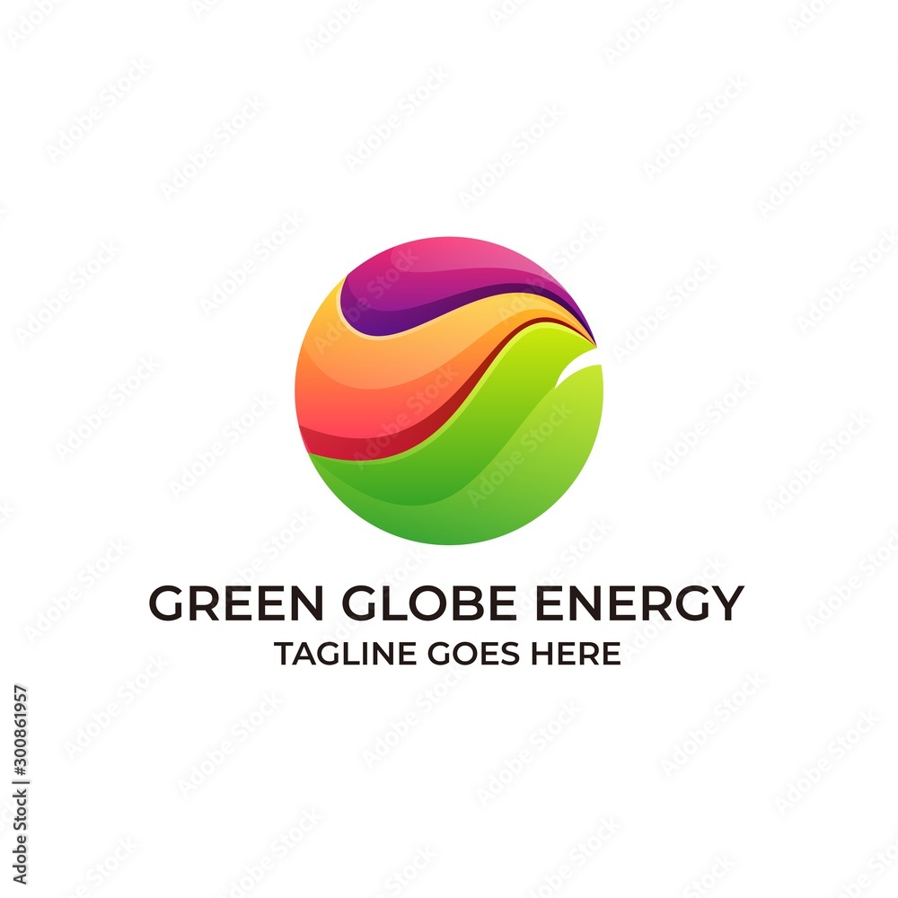 Abstract Nature Green Globe Energy Concept Design Illustration Vector Template,