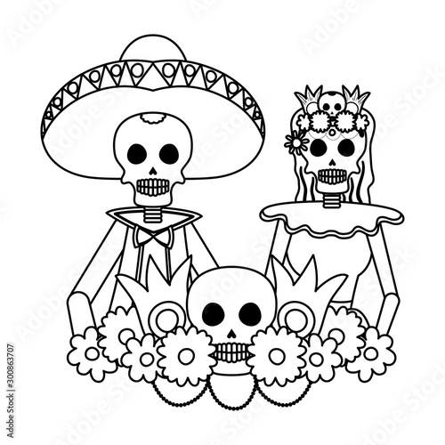 catrina and mariachi couple characters