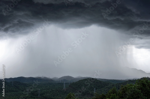 Storm over mountain.