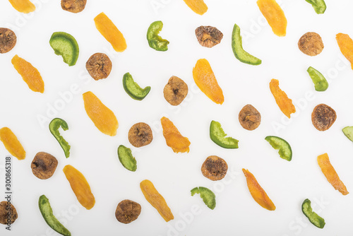 Wallpaper Mural top view of assorted dried fruits and candied fruit isolated on white Torontodigital.ca