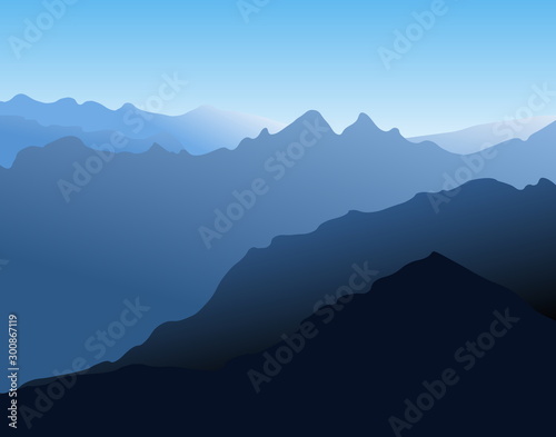 Blue mountains layers - blue hour in the mountains - illustration 