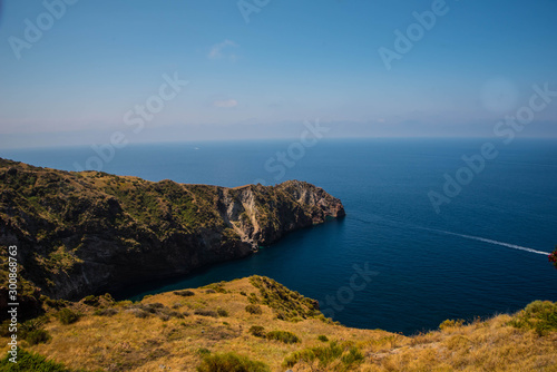 Overview from the large crater Vulcano valley of the monsters Sicily