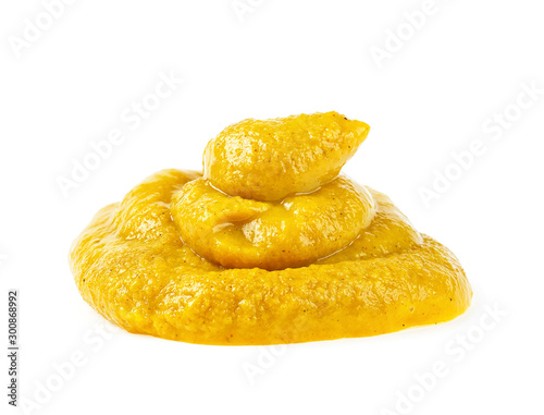 Handful mustard sauce isolated on a white background