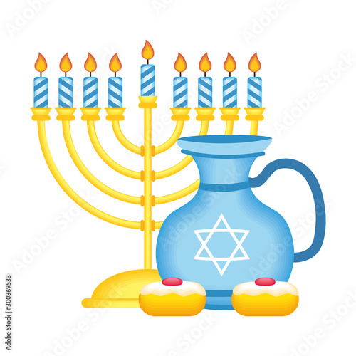 happy hanukkah teapot jar with chandelier and cupcakes