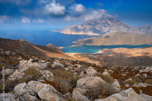 The northern part of Karpathos island,view of Saria island,Avlona-Tristomo hiking trail,Greece