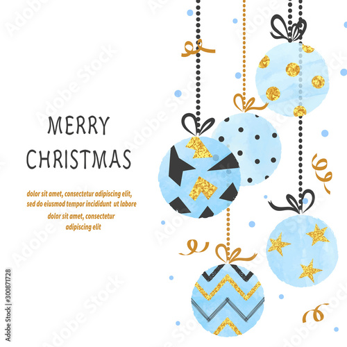 Merry Christmas card with b...