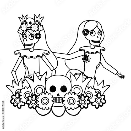 mexican katrinas skulls dancing characters