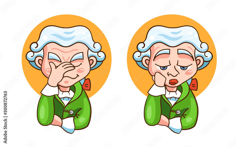 Immanuel Kant two stickers. Vector illustration