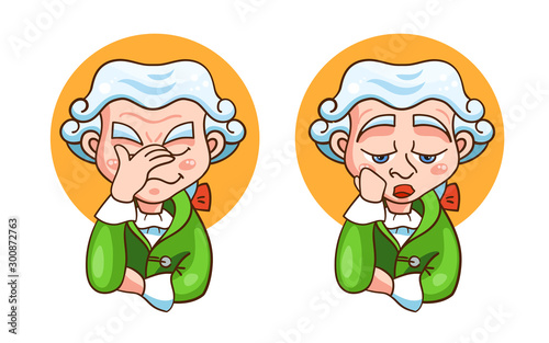 Immanuel Kant two stickers. Vector illustration