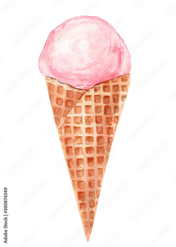 watercolor sweet ice cream on an isolated white background, illustration watercolor sweet ice cream on an isolated white background, illustration