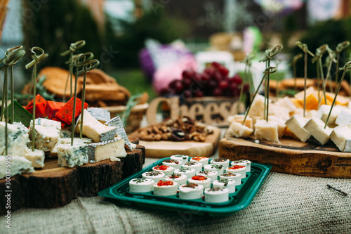 Obraz na plátně Varied Cheese Layout in the Open Air