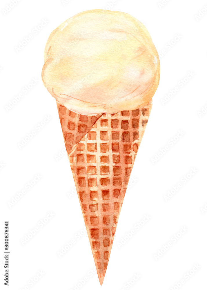 watercolor sweet ice cream on an isolated white background, illustration watercolor sweet ice cream on an isolated white background, illustration