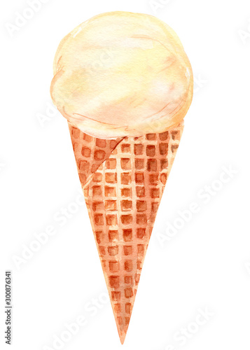 watercolor sweet ice cream on an isolated white background, illustration