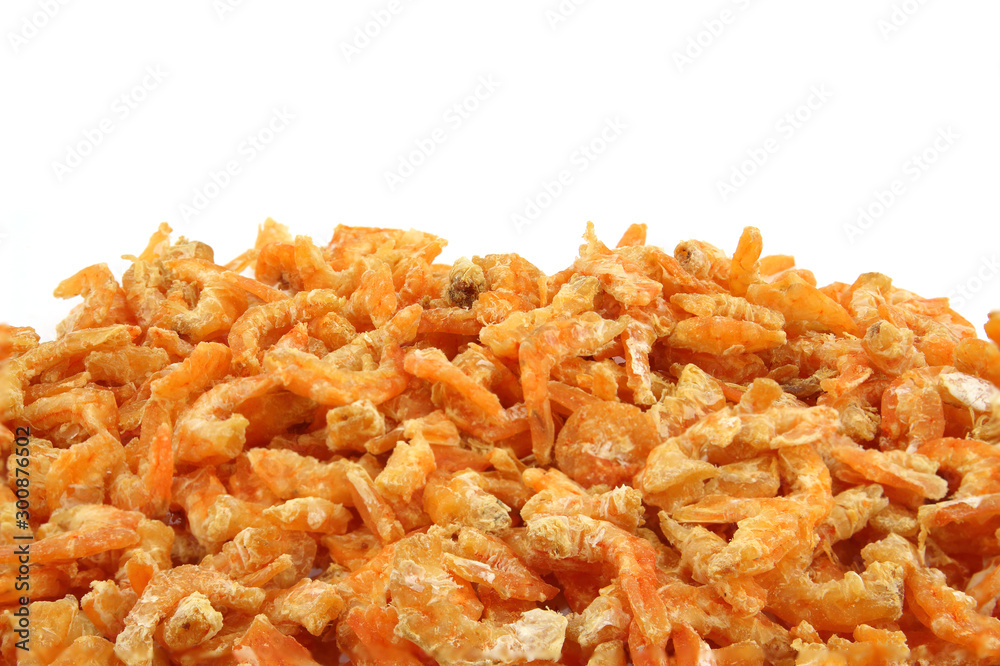 Pile of dried shrimp isolated on white background Pile of dried shrimp isolated on white background
