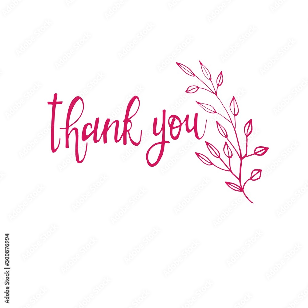Thank You handwritten inscription with florish element. Hand drawn lettering. Thank You calligraphy. Thank you card. Vector illustration