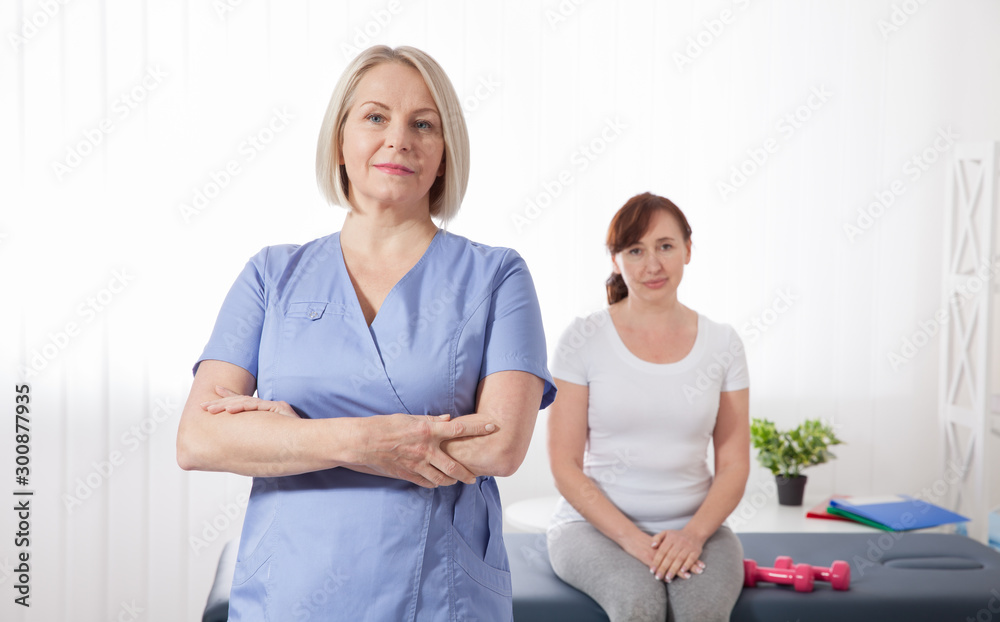 Female patient and doctor have consultation in hospital Female patient and doctor have consultation in hospital