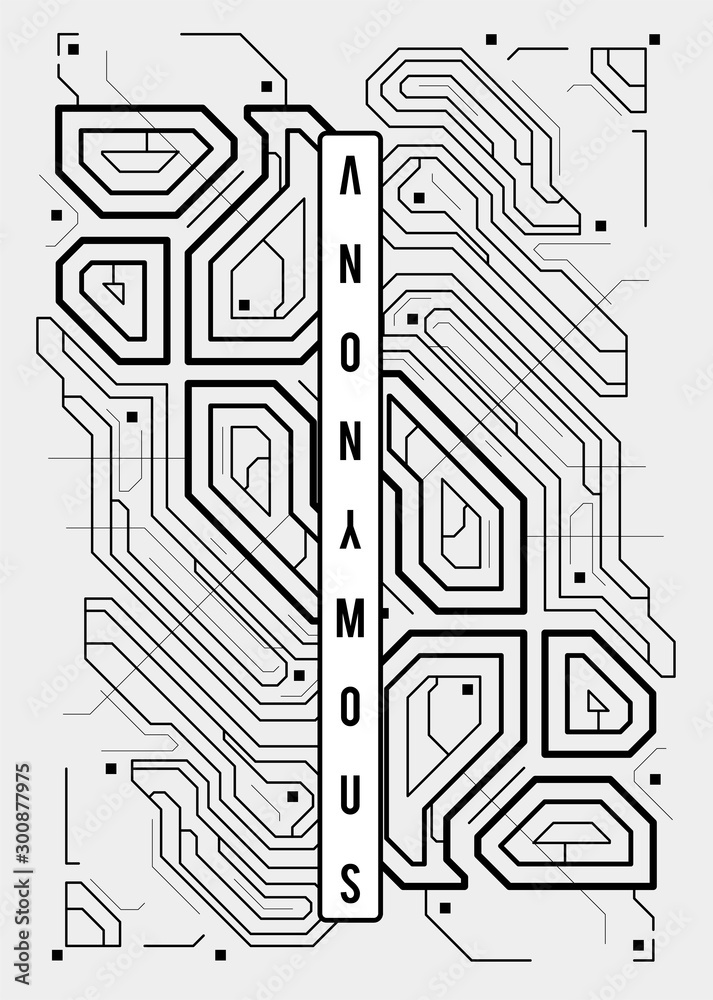 Cyberpunk futuristic poster. Tech Abstract poster template with HUD elements. Modern flyer for web and print. hacking, cyber culture, programming and virtual environments.