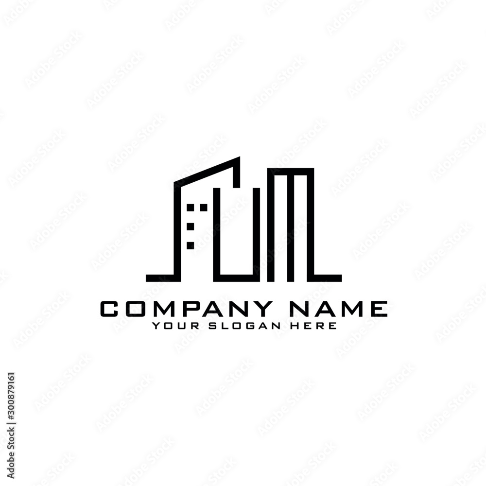 UM With Building For Construction Company Logo