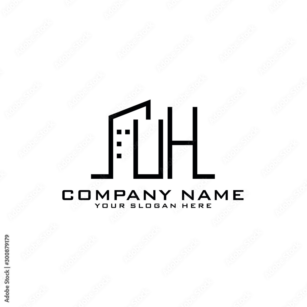 UH With Building For Construction Company Logo