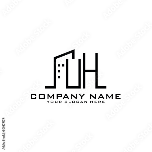 UH With Building For Construction Company Logo