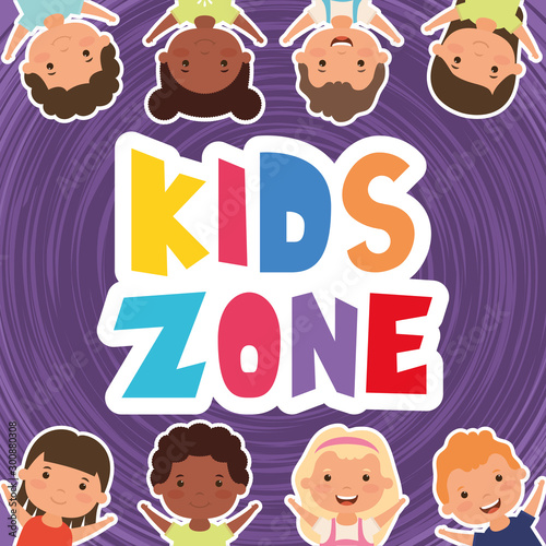 kids zone lettering with interracial children