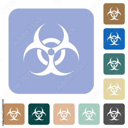 Biohazard sign rounded square flat icons