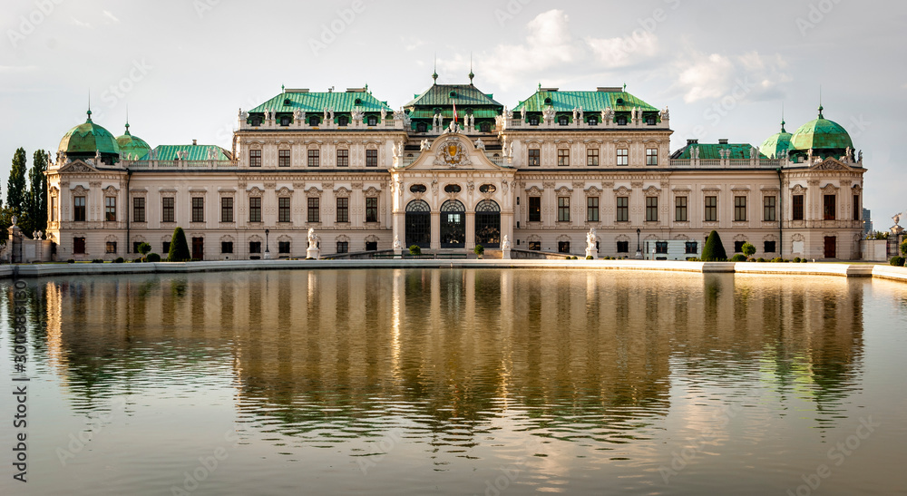 Amazing view of famous Schloss Belvedere, built by Johann Lukas von Hildebrandt as a summer residence for Prince Eugene of Savoy, Vienna, Austria