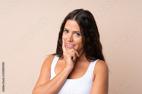 Portrait of young woman over isolated background