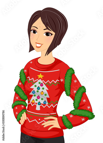Girl Ugly Sweater Illustration