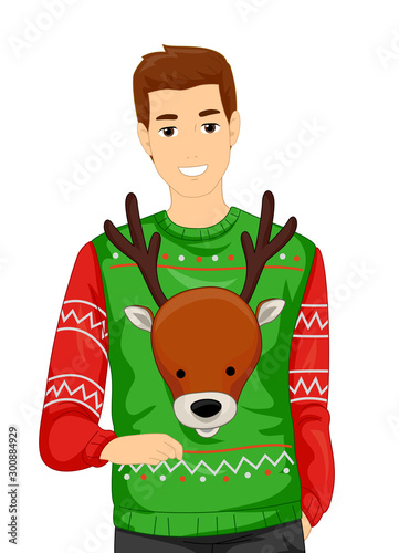 Man Ugly Sweater Illustration