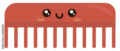 Happy hair brush, illustration, vector on white background.