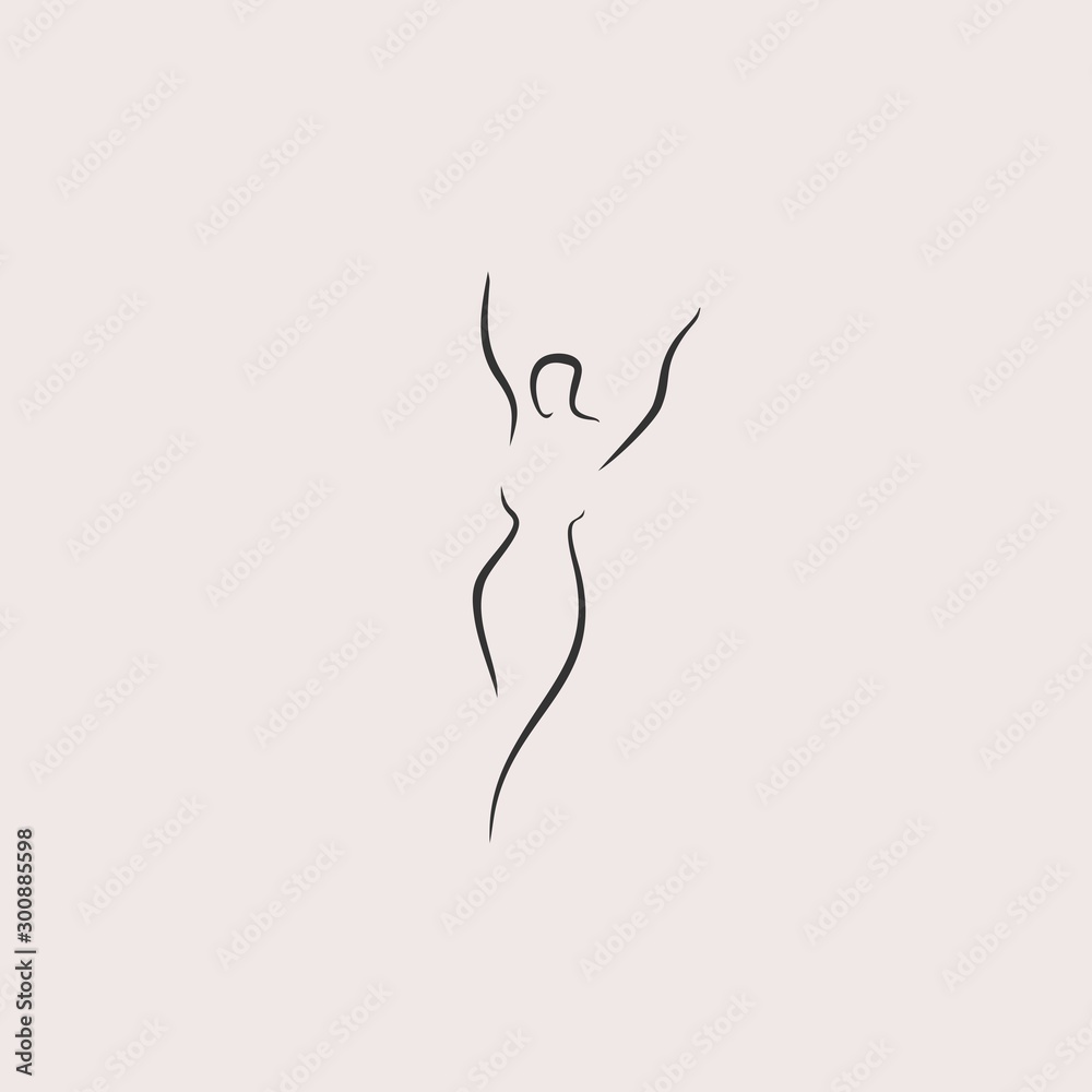 Fototapeta premium silhouette of a woman female figure line illustration design vector