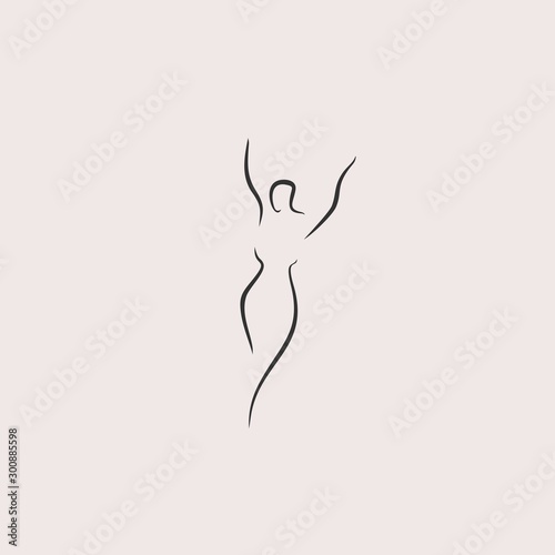 silhouette of a woman female figure line illustration design vector