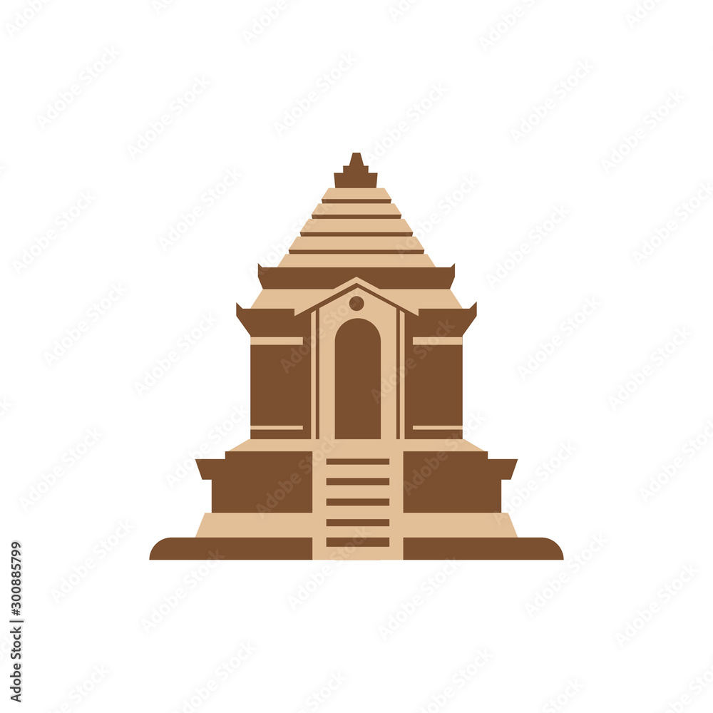 Arjuna Temple in Dieng Hill, Indonesia Vector Illustration Stock Vector