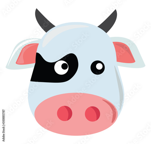 Sad cow, illustration, vector on white background.