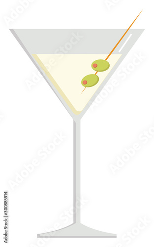 Dry martini, illustration, vector on white background.