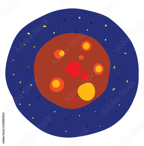 Mars planet, illustration, vector on white background.