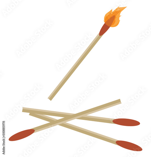 Matches, illustration, vector on white background.