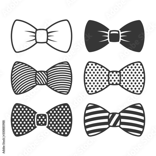 Fototapeta Bow Tie Icons Set on White Background. Vector