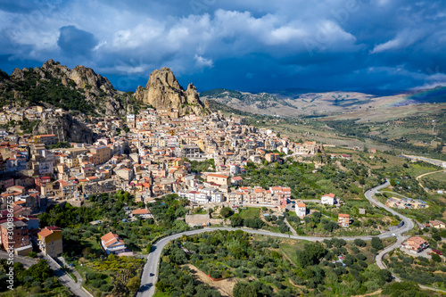 Aerial view of Mountainous Sicilian town Gagliano Castelferrato, Italy photo