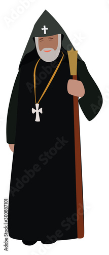 Priest, illustration, vector on white background.