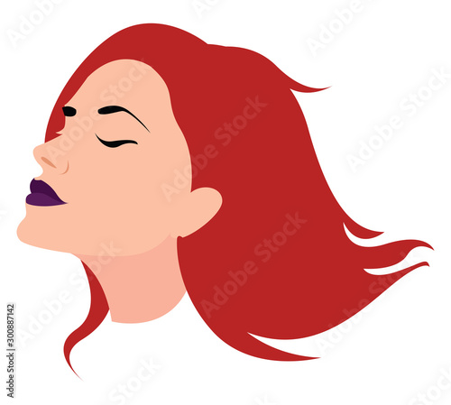 Girl with red hair, illustration, vector on white background.