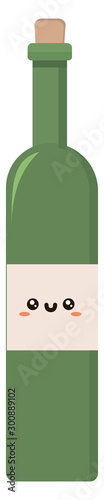 Wine bottle, illustration, vector on white background.