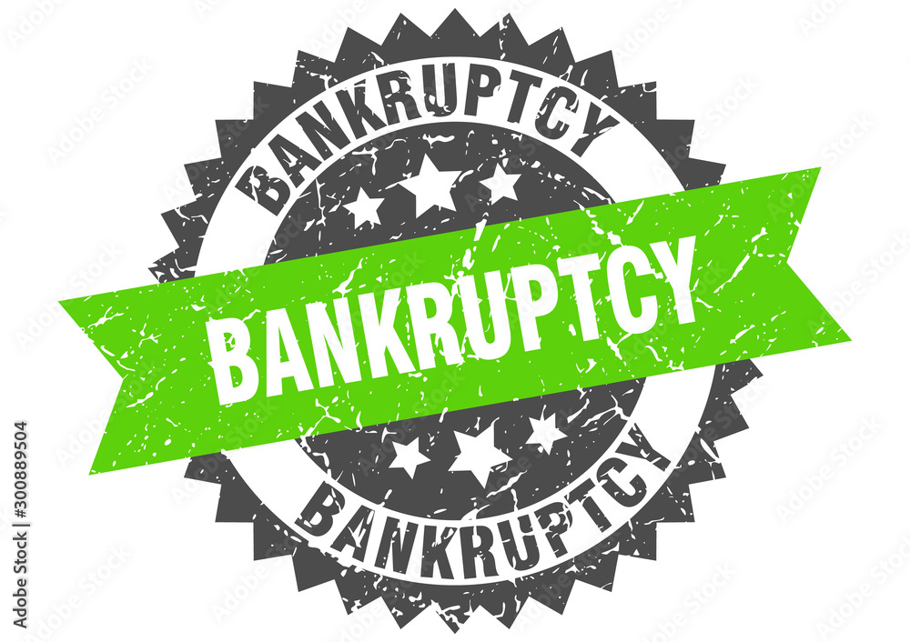 Fototapeta premium bankruptcy grunge stamp with green band. bankruptcy