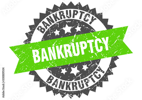 bankruptcy grunge stamp with green band. bankruptcy