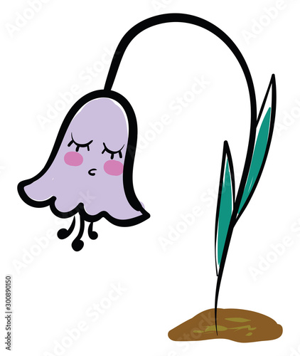 Sleeping bluebell, illustration, vector on white background.